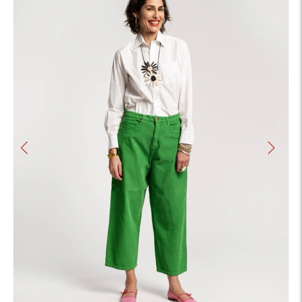 Frances Valentine Jane Corduroy Pant Green 8 Baggy Loose Fit Cropped Pants